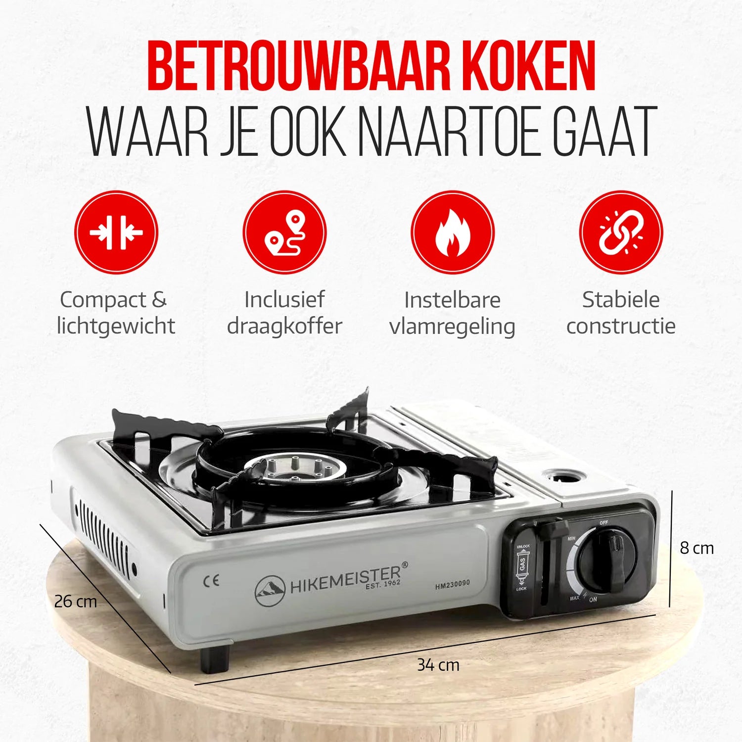 Hikemeister Draagbaar Kookstel – Compact & Krachtig voor Outdoor en Noodsituaties