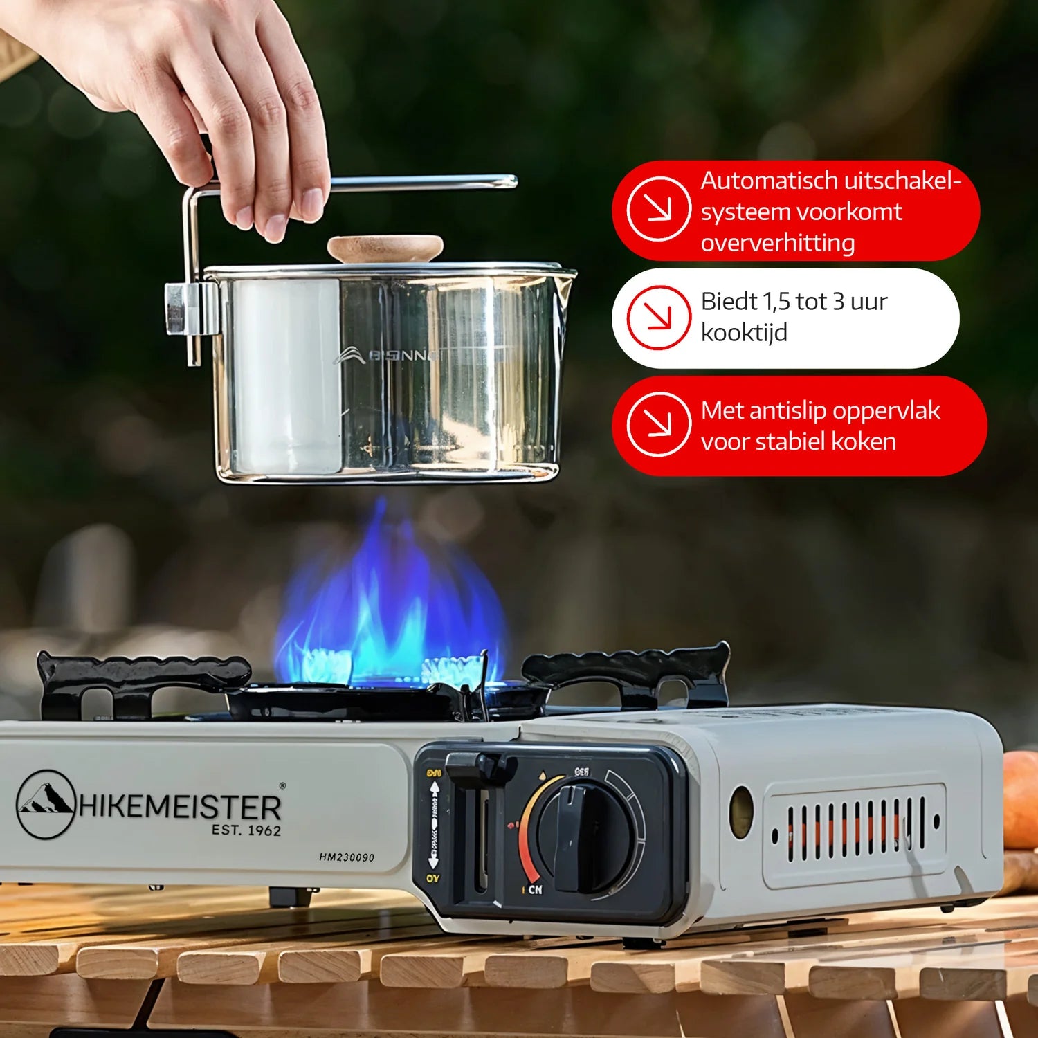 Hikemeister Draagbaar Kookstel – Compact & Krachtig voor Outdoor en Noodsituaties