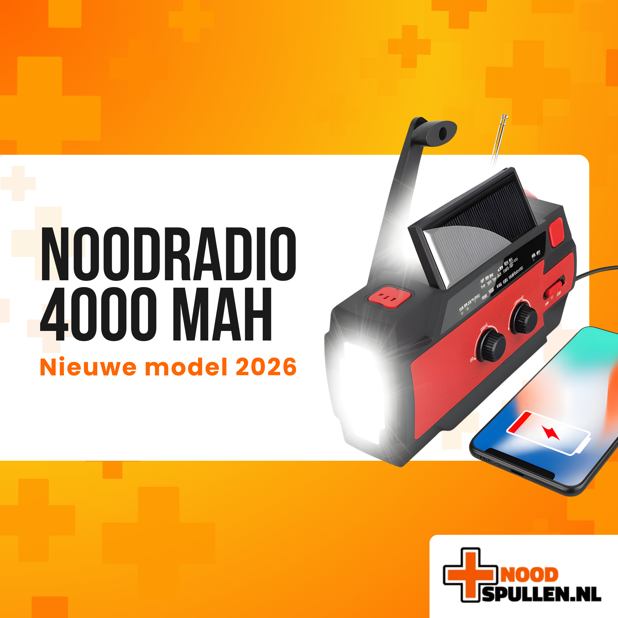 Noodradio met 4000mAh Powerbank en Zaklamp - Nieuwe Model 2026