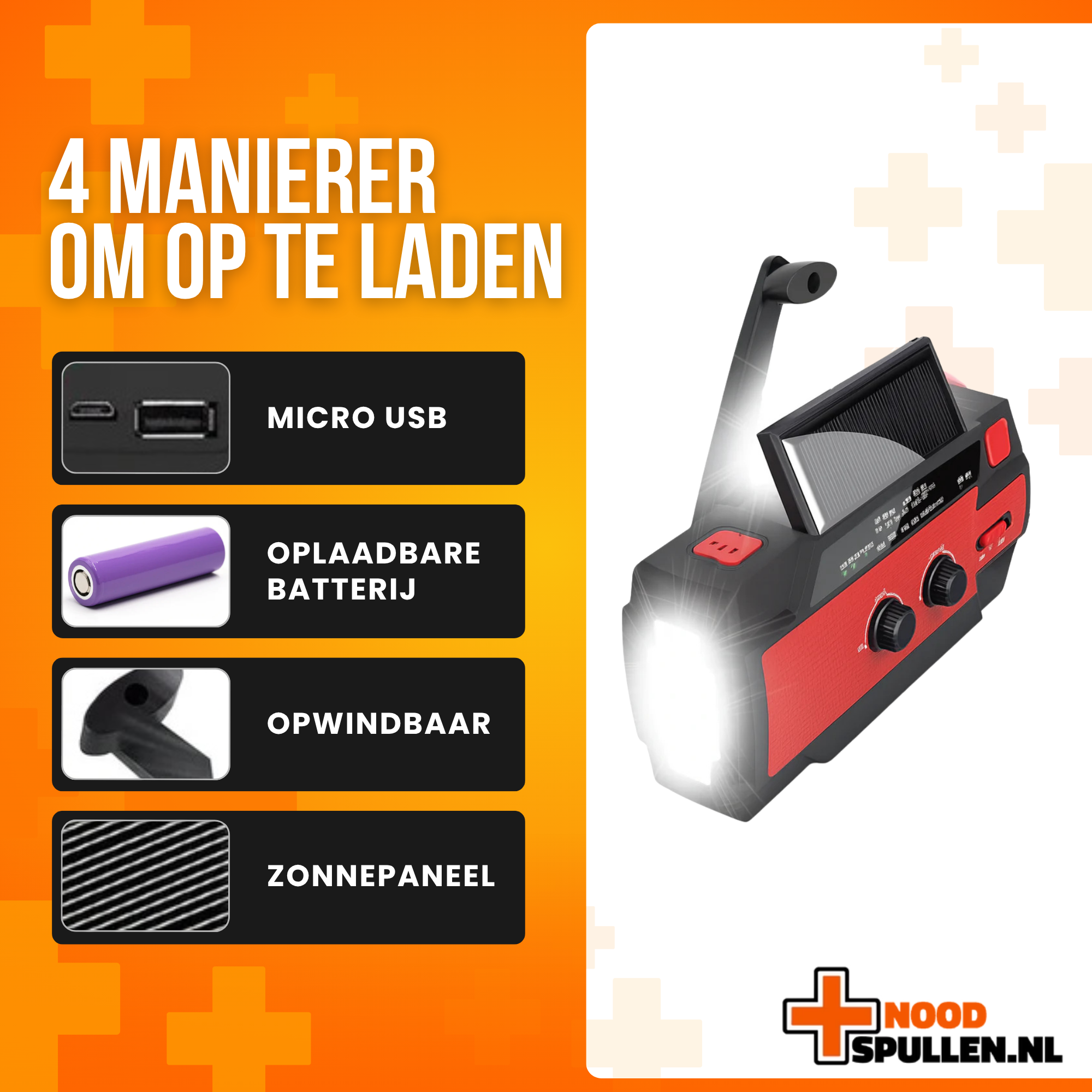 Noodradio met 4000mAh Powerbank en Zaklamp - Nieuwe Model 2026
