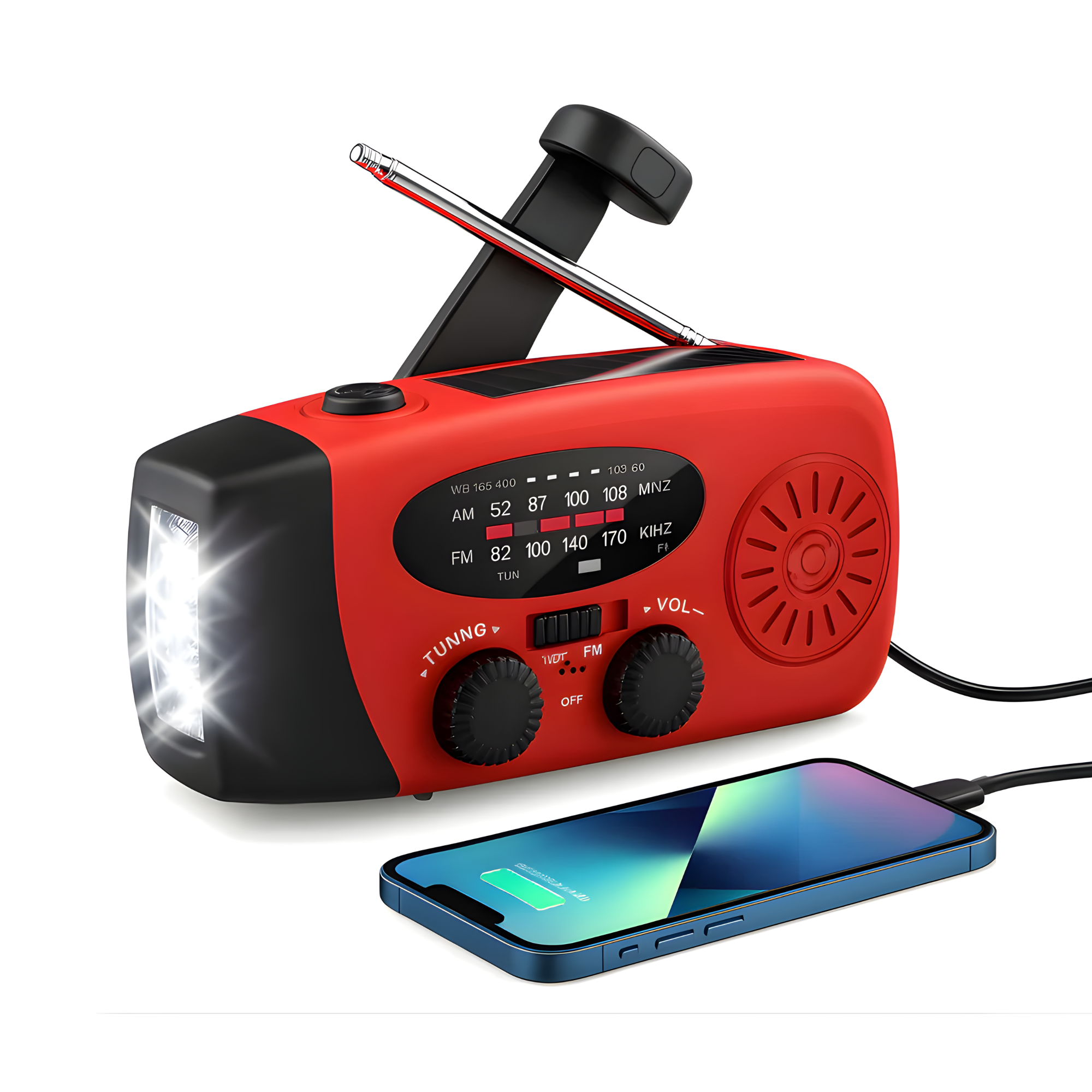 Noodradio met Zaklamp en Powerbank (2026 Model)