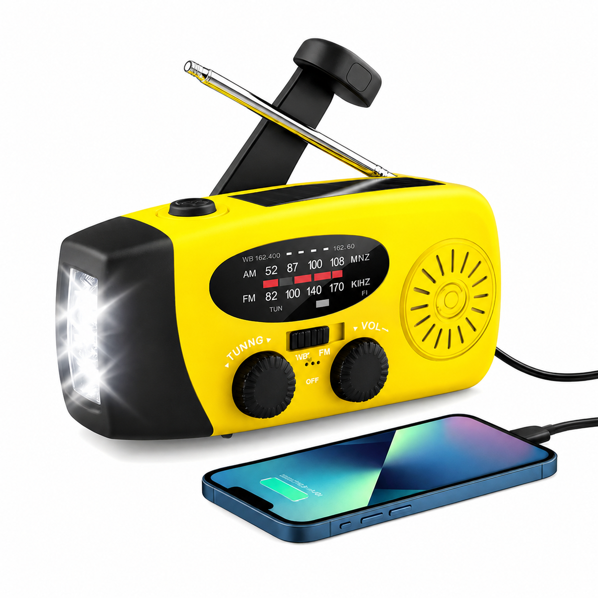 Noodradio met Zaklamp en Powerbank (2026 Model)