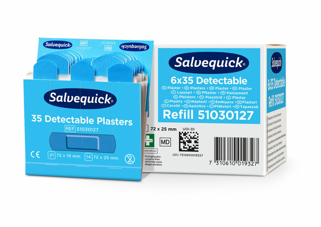 Salvequick detectable pleisters 6735 – 6 x 35 stuks