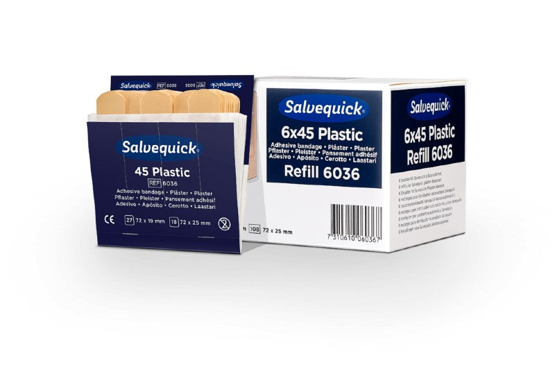 Salvequick plastic pleisters 6036 – 6 x 45 stuks