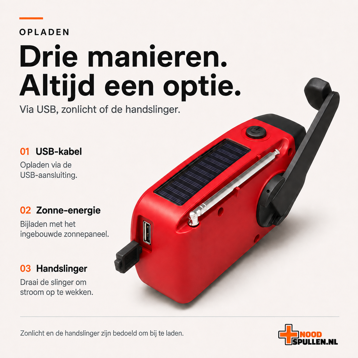 Noodradio met Zaklamp en Powerbank (2026 Model)