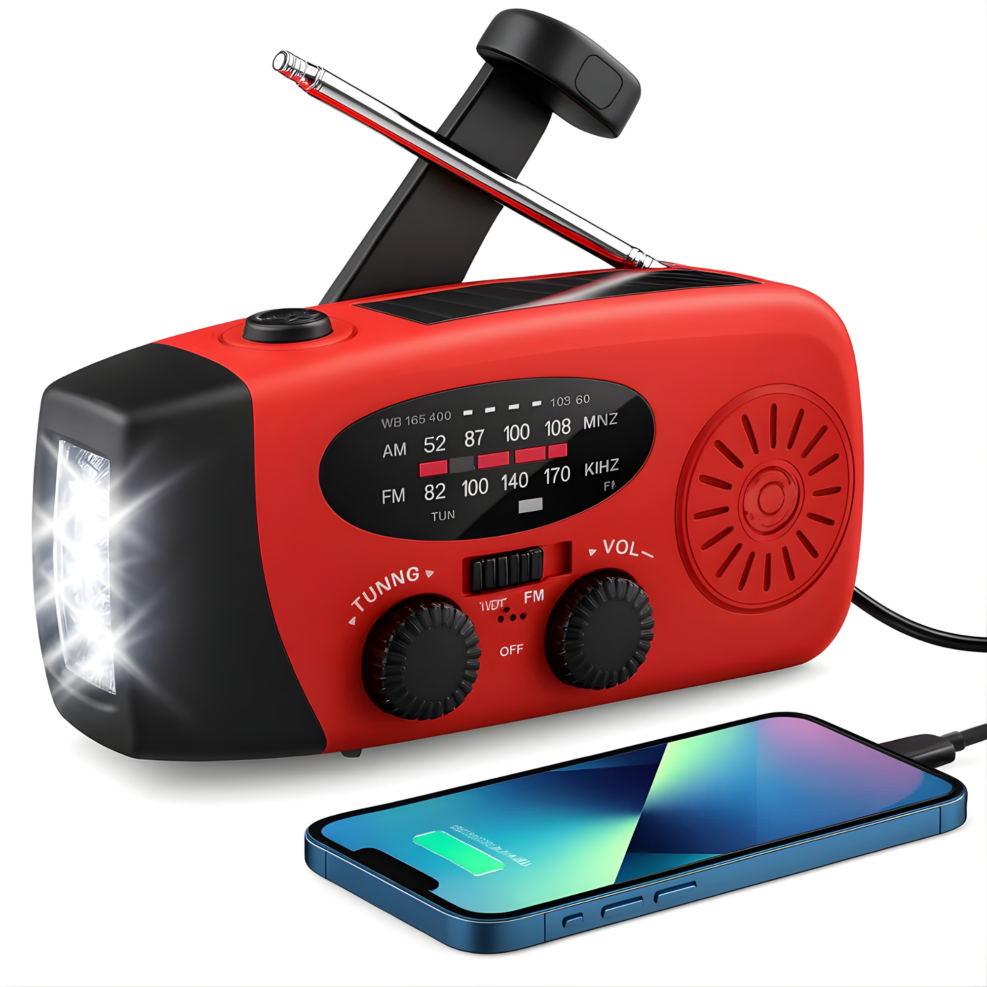 Noodradio met Zaklamp en Powerbank (2026 Model)