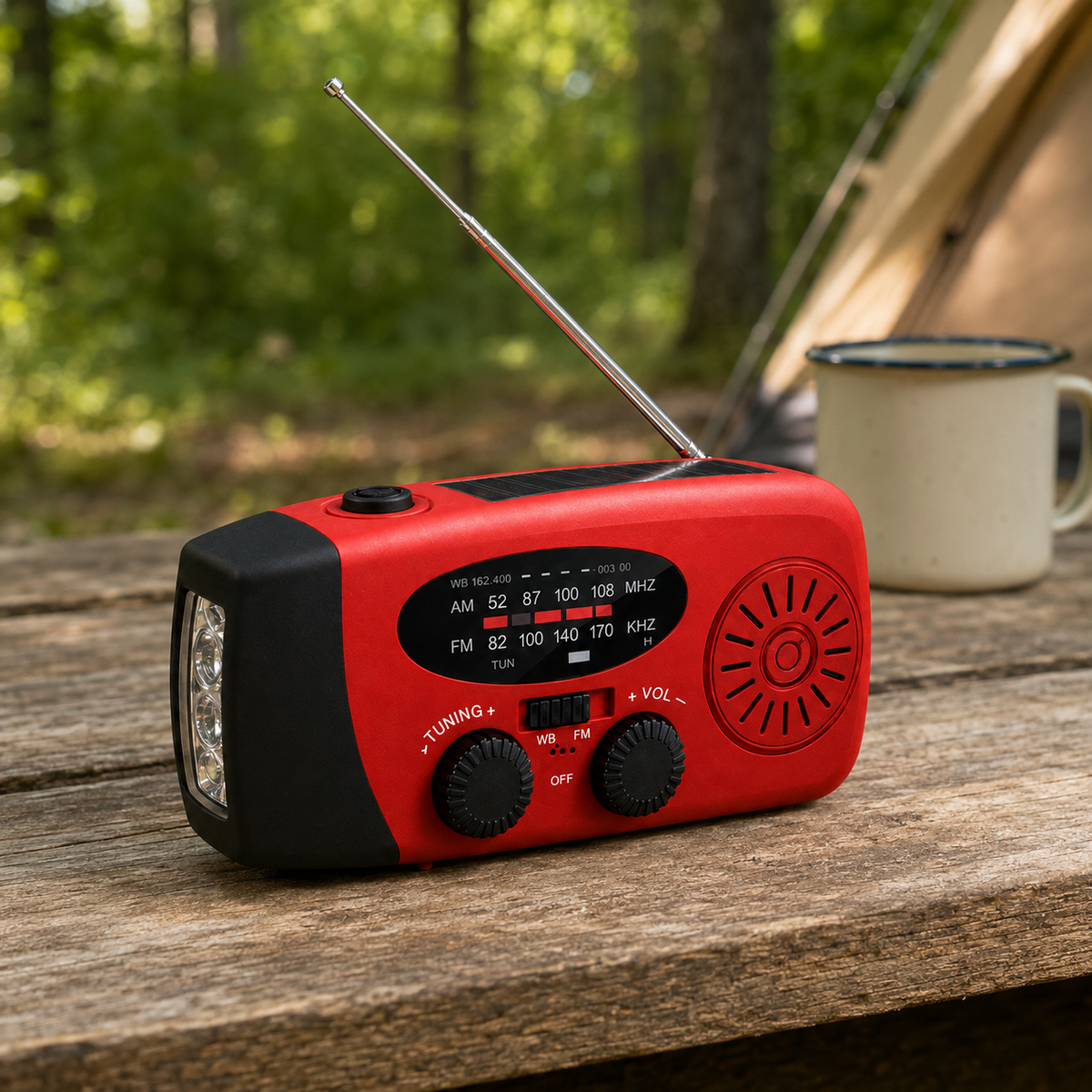 Noodradio met Zaklamp en Powerbank (2026 Model)