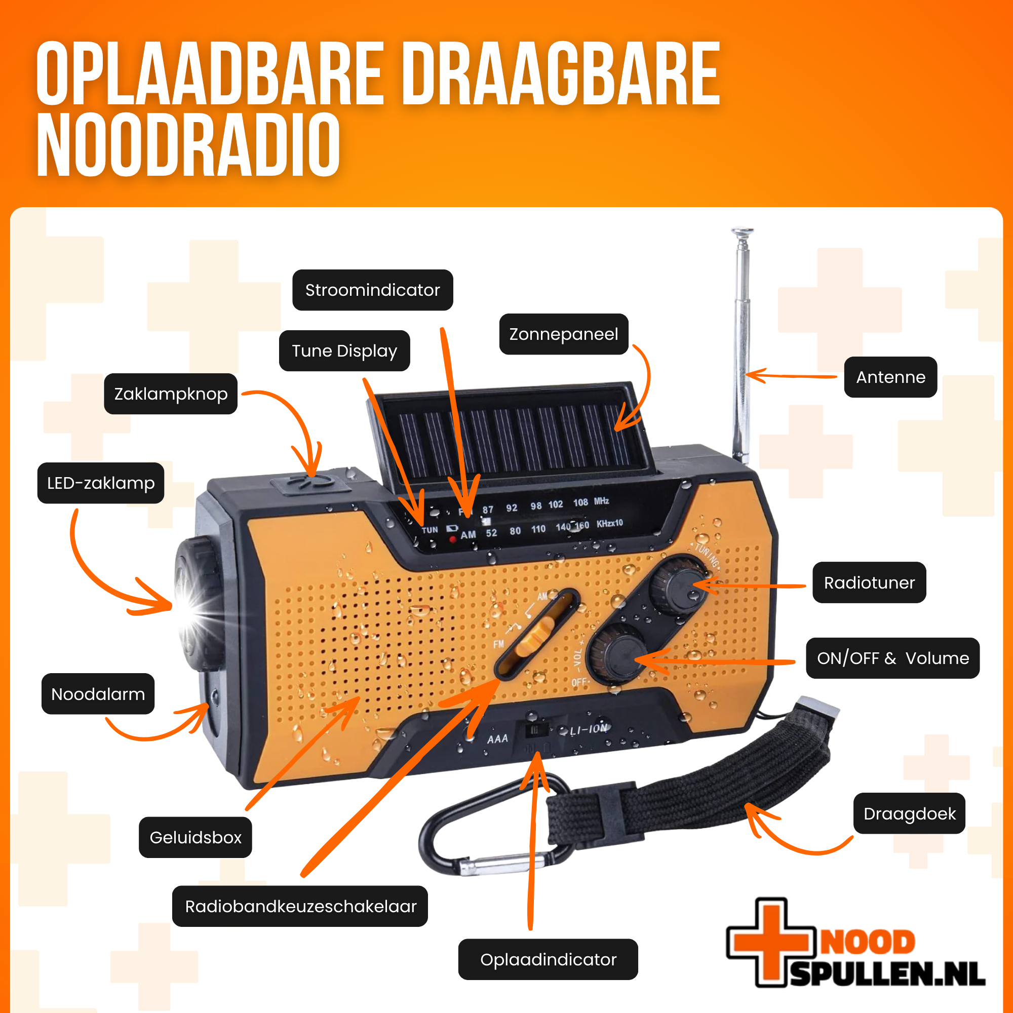 Goliving Noodradio - Draagbare Radio - Powerbank - Digitale Wekker - Bluetooth - 10000 mAH