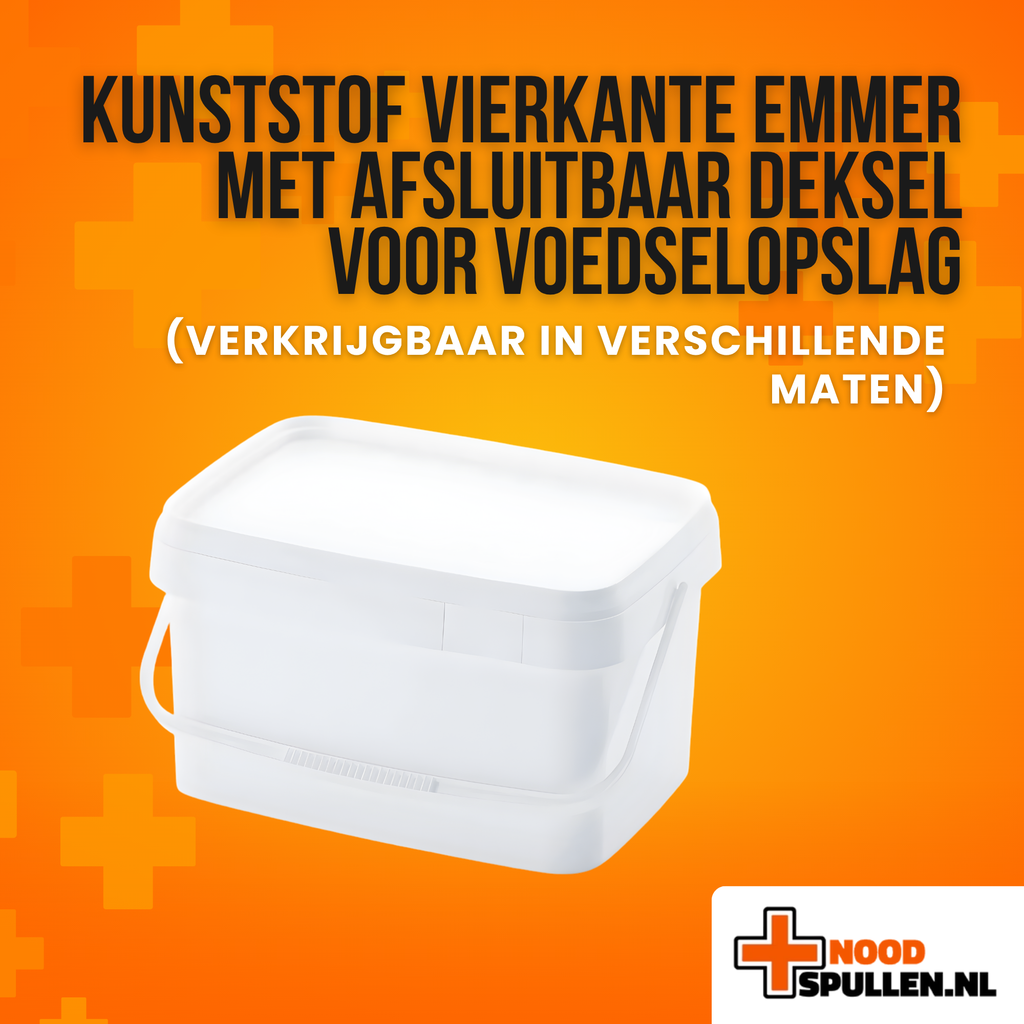 Kunststof vierkante emmer met afsluitbaar deksel voor voedselopslag