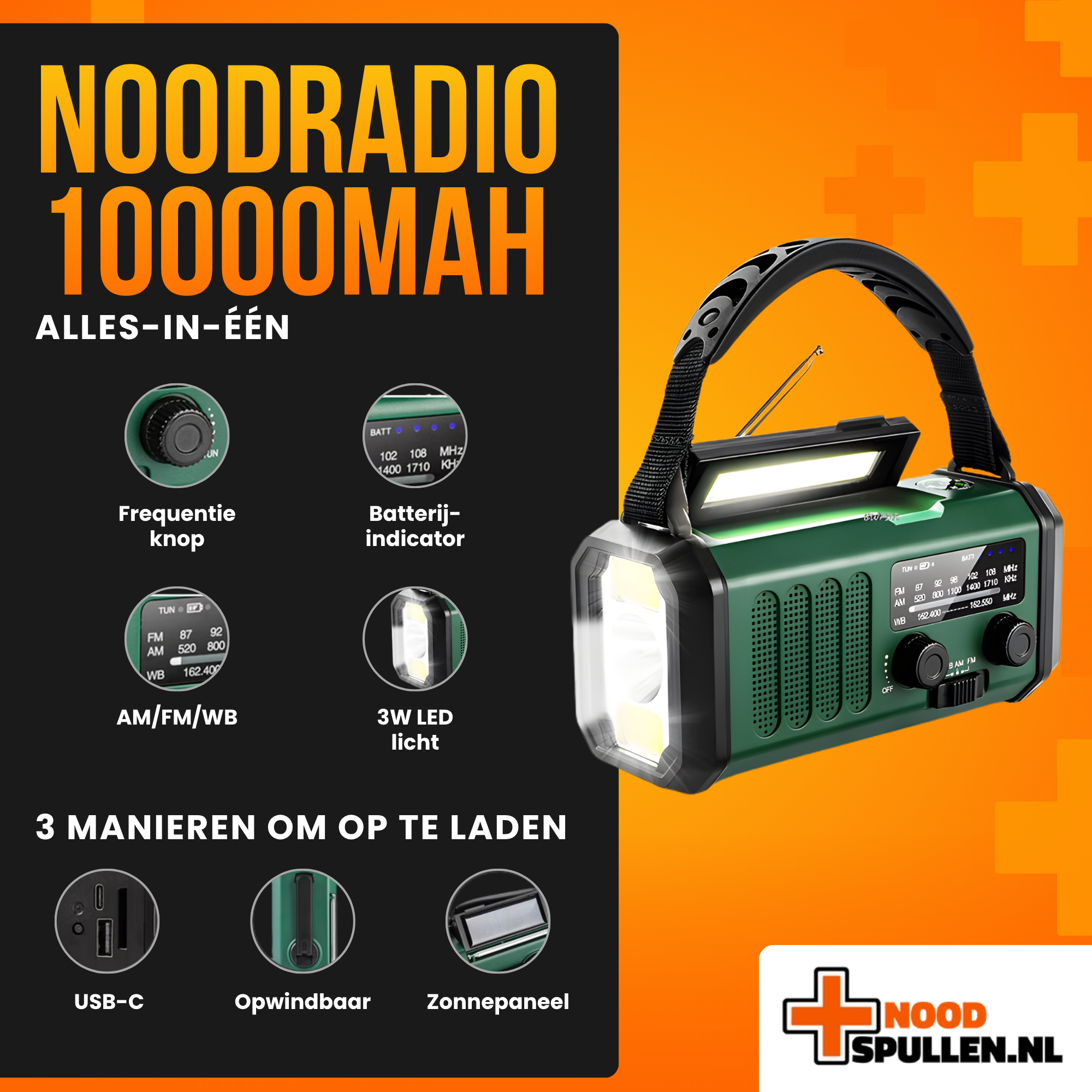 Noodradio 10000mAh Alles-in-één