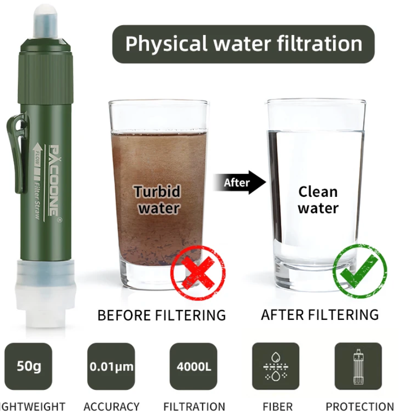 Mini Camping Zuivering Waterfilter + Waterzak