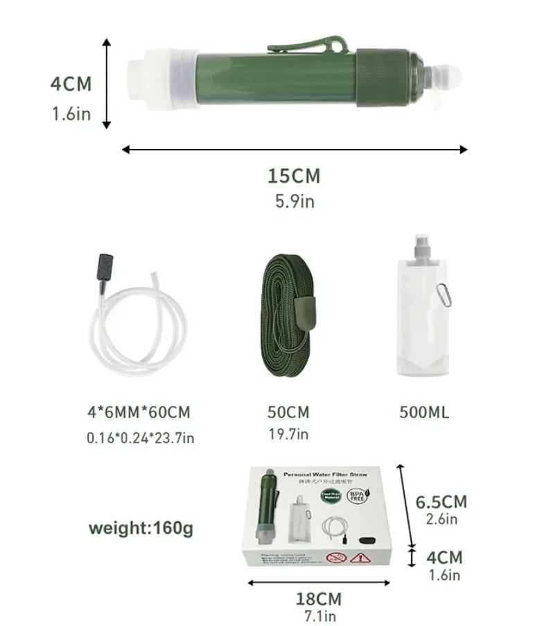 Mini Camping Zuivering Waterfilter + Waterzak