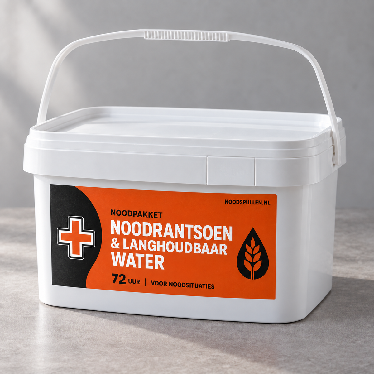 Opbergemmer Noodpakket Noodrantsoen & Water met draaghengsel